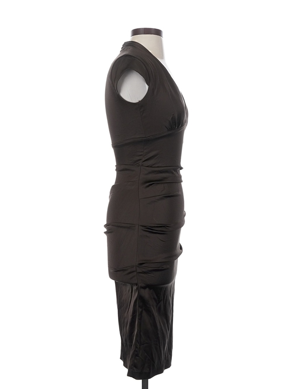 Cache Dark Brown Cap-Sleeve Midi Sheath Dress - Picture 3 of 5